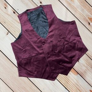 ASOS size 46” burgundy velvet waist coat suit vest